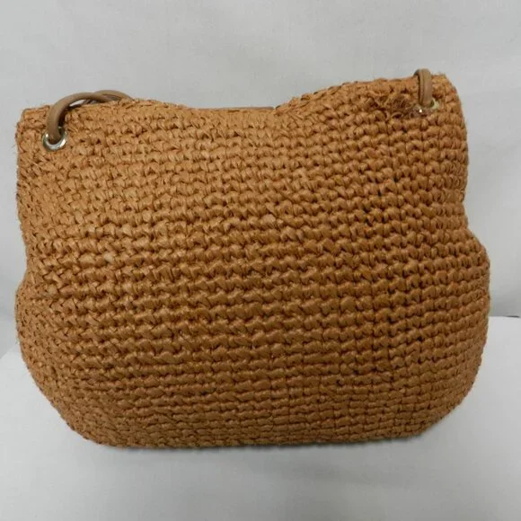 Bally Vintage Straw & Leather shoulder handbag purse made in Italy brown medium - Picture 4 of 16